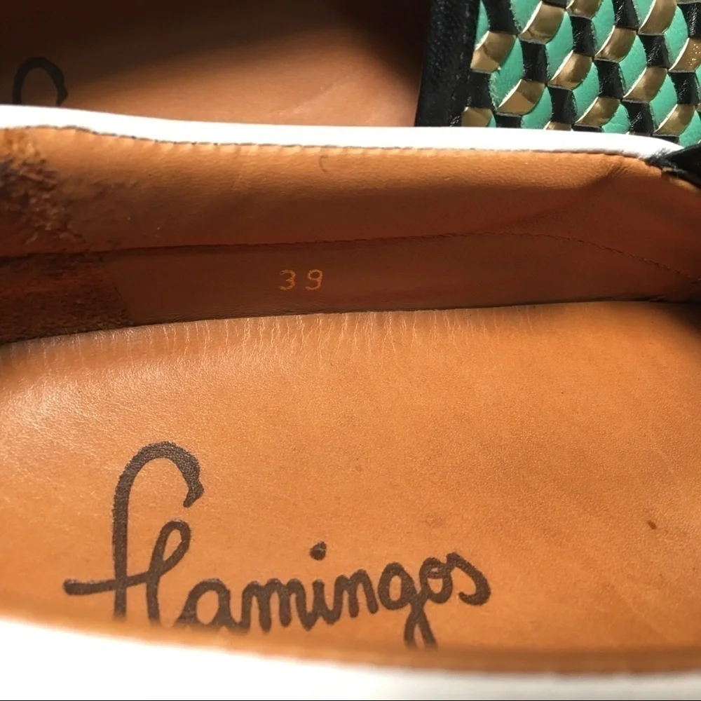 Flamingos Coconut Metallic Platform Sneakers Leather Made Spain Slip On